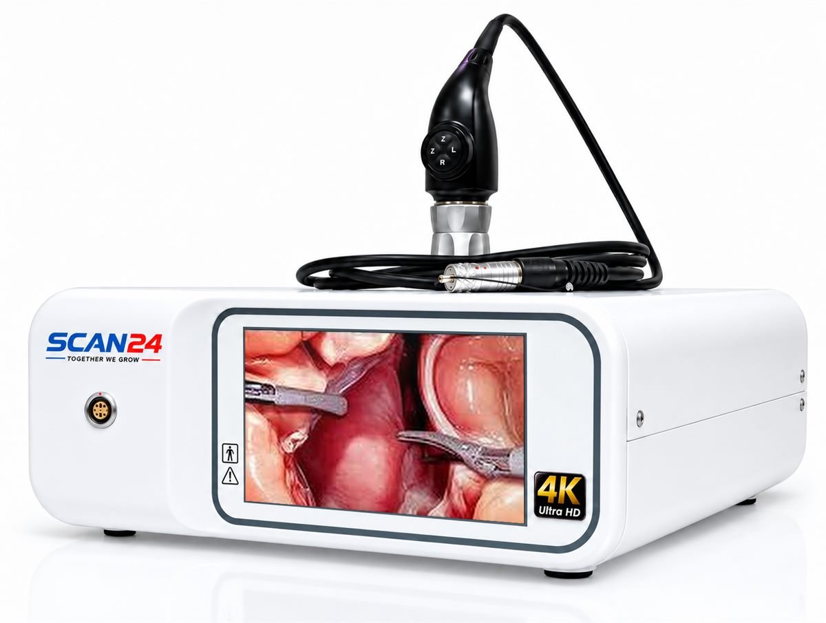 SCAN24 4K endoscopy camera system: camera control unit with touchscreen and camera head