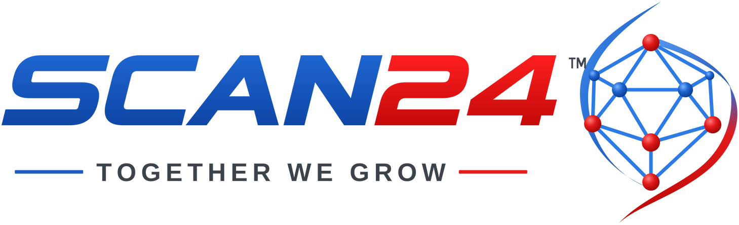 SCAN24 logo with molecular symbol — Together We Grow